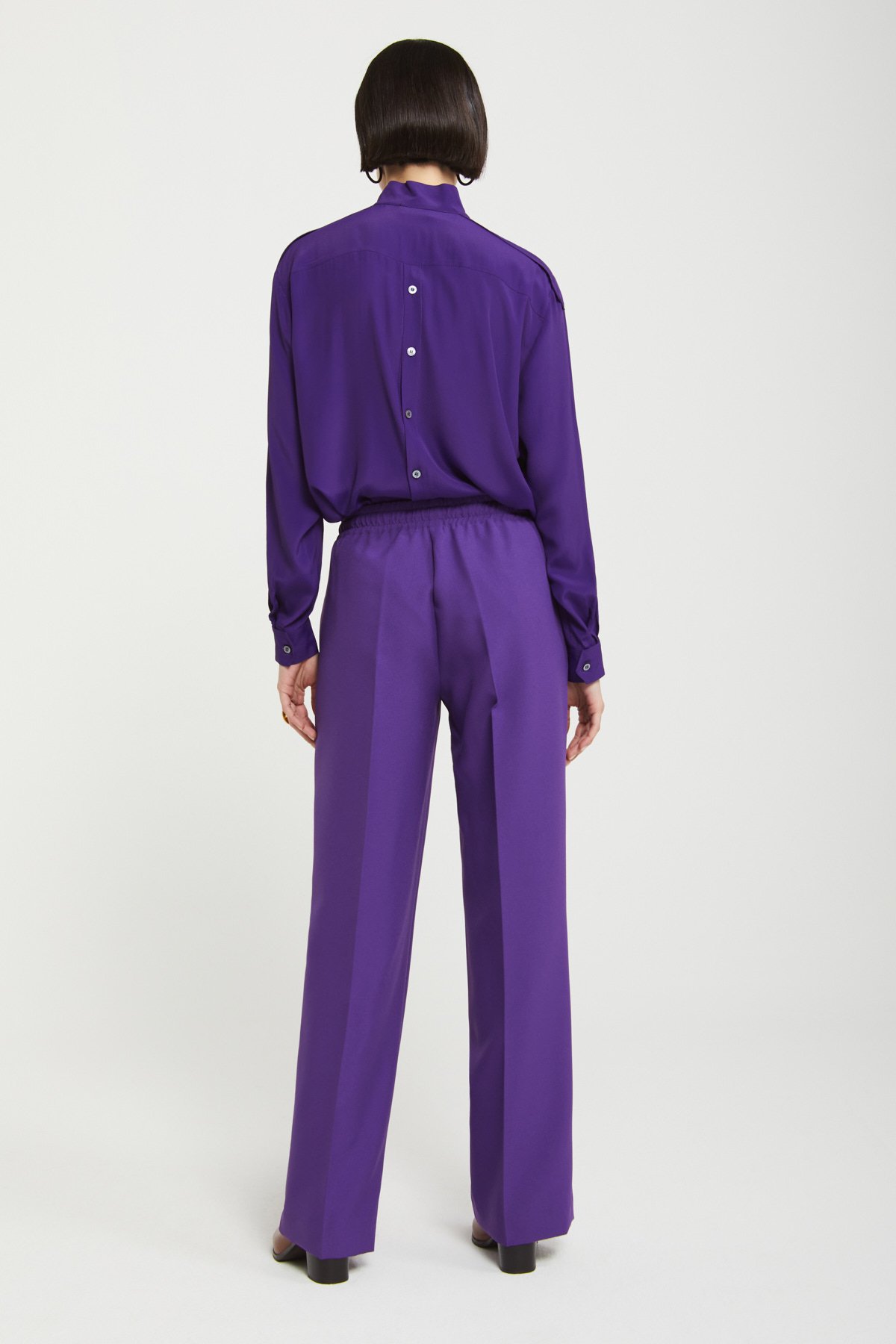Buy INDYA Women Purple Silk Slim Fit Cigarette Trousers - Trousers for  Women 6533895 | Myntra