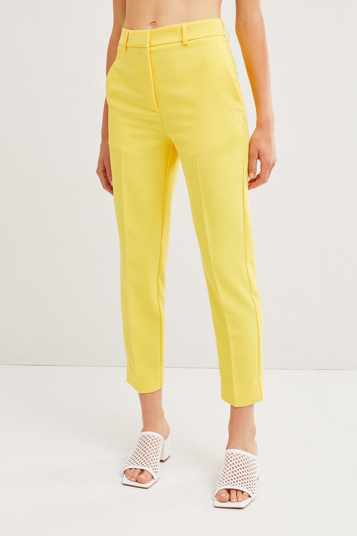 Cigarette trousers with cuff, Lime - Sisley